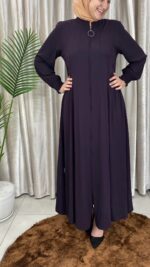 Hidjab Ouvert Zip Élégant en crêpe – Image 4